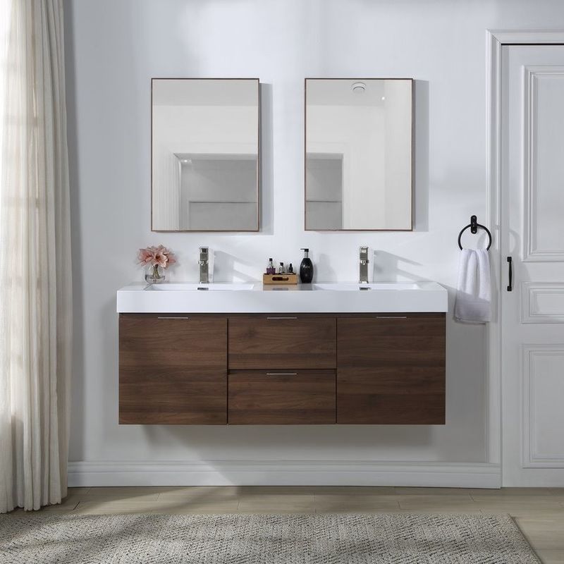 Zwei Sätze Waschbecken und Wasserhähne Großes Bad Vanity Set mit separater Spiegelbreite 38-46