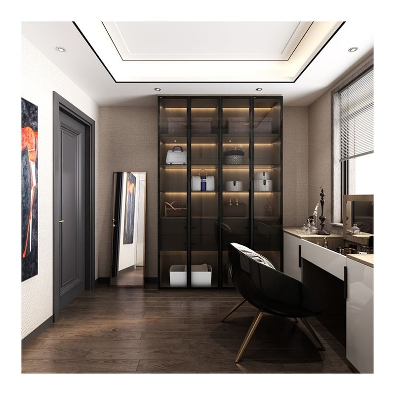 Kombination Glastür Holzschränke für moderne Hotelwohnung im zeitgenössischen Stil