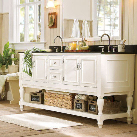 Wohnung Wesentliche Segelschiff Schnitzerei Design Weißer Spiegel Wand Hängeschrank Bad Vanity Set