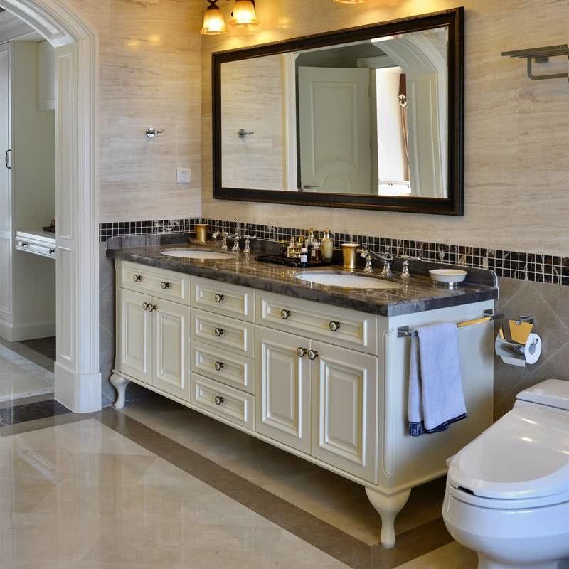 Badezimmer Vanity im europäischen Stil mit grifffreiem Design und individuellen Farboptionen
