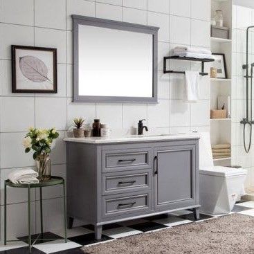 Badezimmer Vanity im europäischen Stil mit grifffreiem Design und individuellen Farboptionen