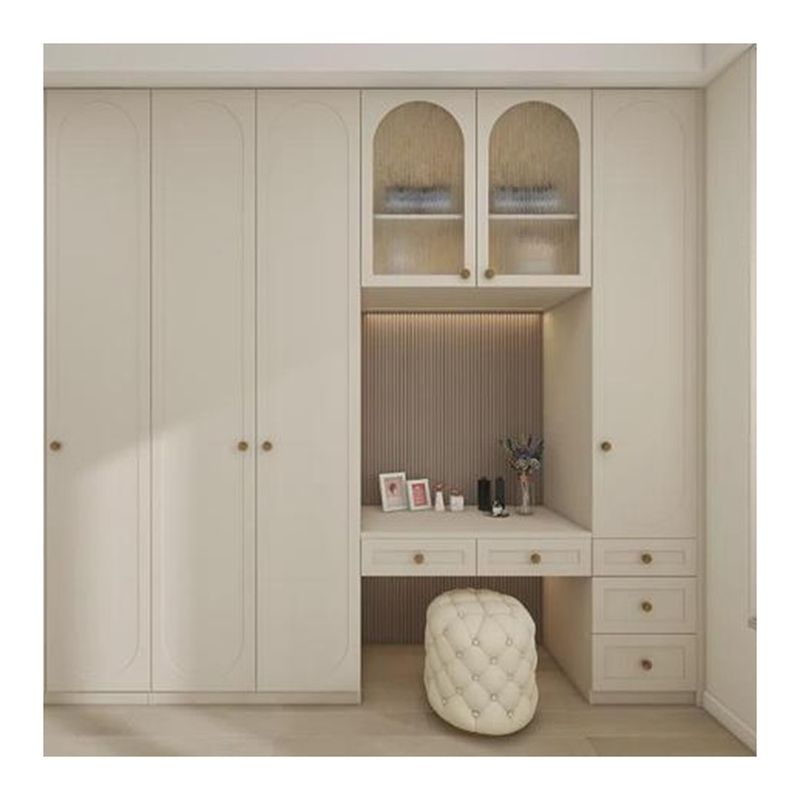 Moderner Stil 3-Tür-Schrank mit Spiegel Schlaftisch YALIG Maßgeschneiderter Massivholz