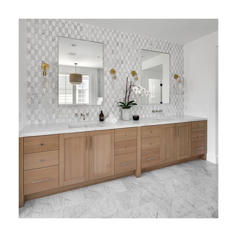 38-46 in Breite Massivholz Badezimmer Vanity mit Silber Spiegel und zeitgenössisches Design
