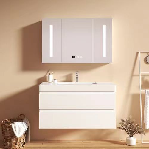 Wohnung Vanity Set mit Spülbecken Modern 30 Zoll Custom Waschbecken und schwimmenden Schrank