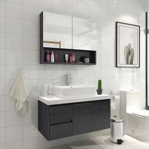 Maßgeschneiderte Designs und MDF-Türmaterial in YALIG Floating Vanity Set für moderne Bäder