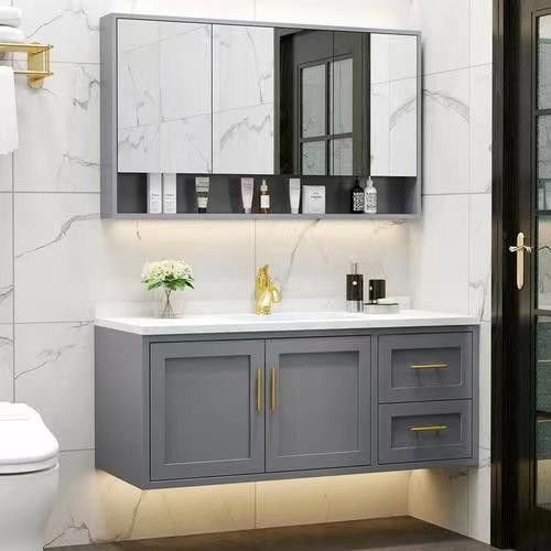 Maßgeschneiderte Designs und MDF-Türmaterial in YALIG Floating Vanity Set für moderne Bäder