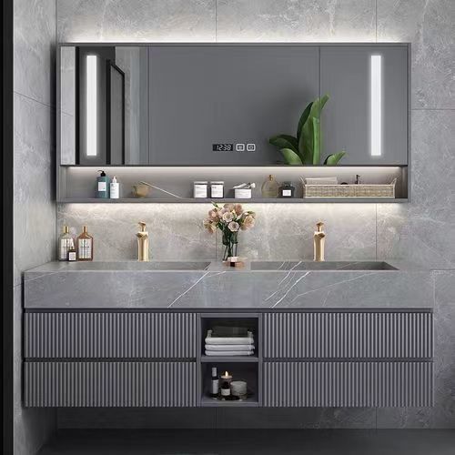 Maßgeschneiderte Designs und MDF-Türmaterial in YALIG Floating Vanity Set für moderne Bäder