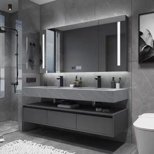 Ergänzen Sie Ihr Badezimmer mit einem Luxus-Wäschebecken und einem schwimmenden Schrank