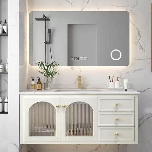 Moderne Bad-Set-Organisator mit 30 Zoll schwebenden Vanity-Schrank und Handgriff-freies Design