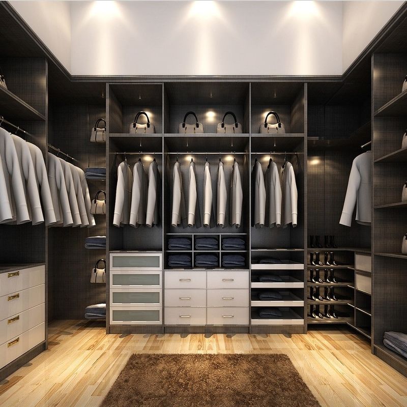 Moderner Design Stil Luxus Grau U-Form MDF Wandern im Schrank Schränke KEINE Falten