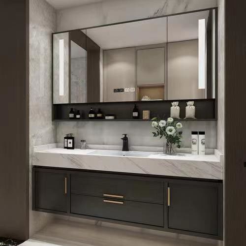 Rechteckige Eitelkeit YALIG Custom Luxus Quarz Zähler Top Set für modernes Badezimmer Design