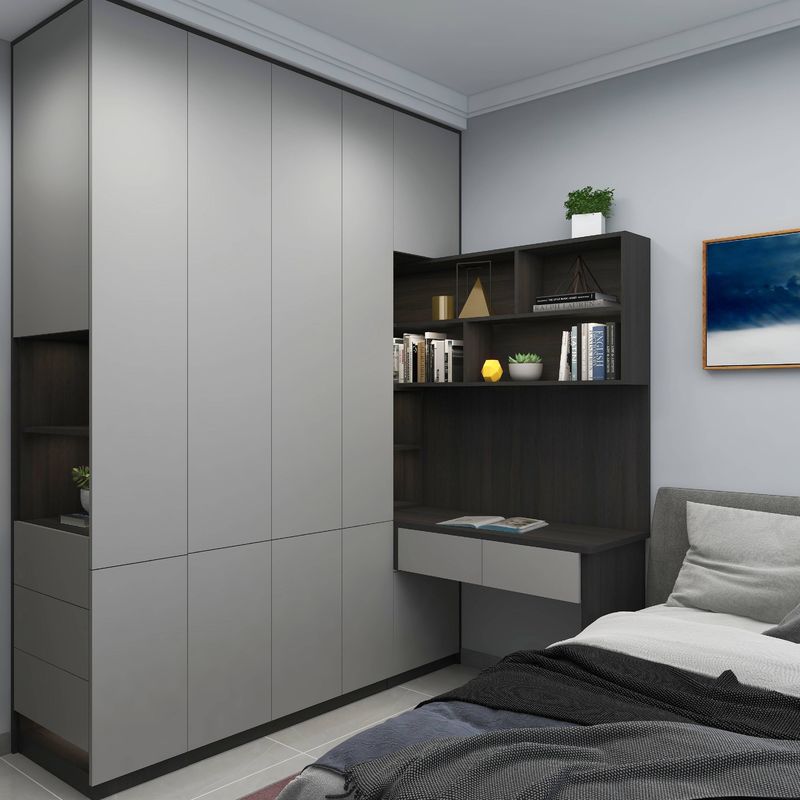 Moderner Design Stil Luxus Grau U-Form MDF Wandern im Schrank Schränke KEINE Falten