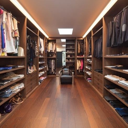 Naturholz-Getreide Großes offenes Tuch Walk in Closet Garderobe mit modernem Stil