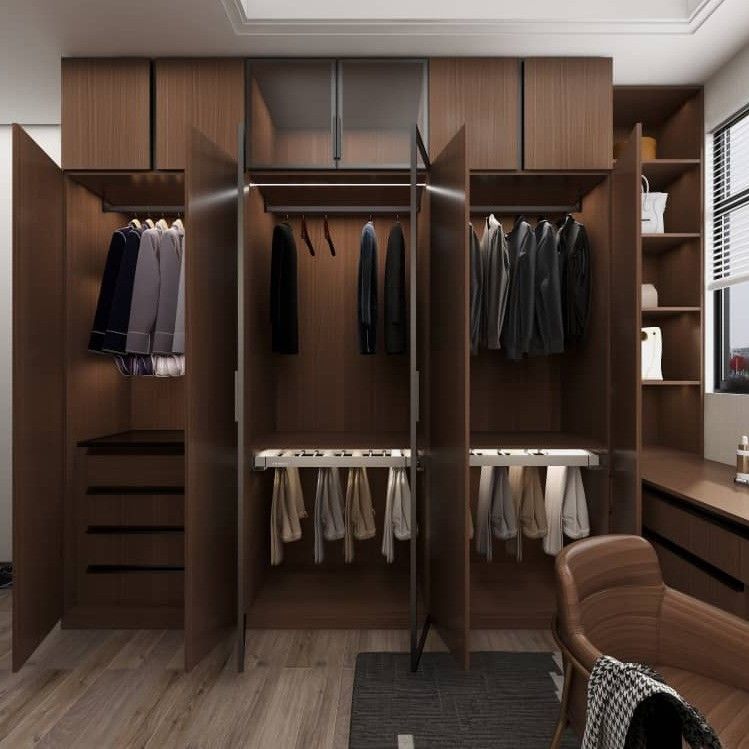 Naturholz-Getreide Großes offenes Tuch Walk in Closet Garderobe mit modernem Stil