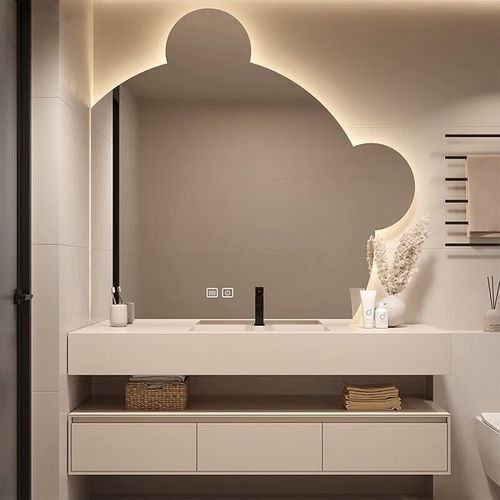Modernes Handgrifffreies Design YALIG Gold Makeup Organisator für Badezimmer-Vanitäten und Waschbecken
