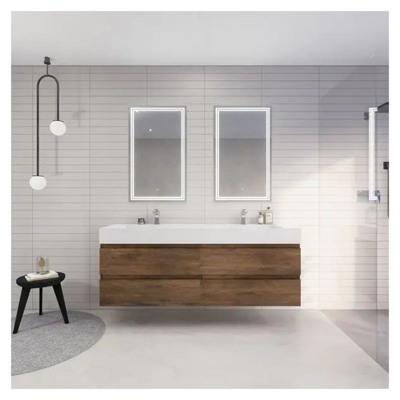 Moderne LED-Spiegel und Waschbecken