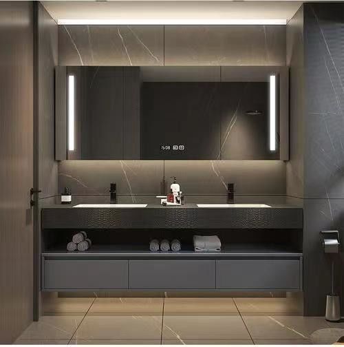 Moderne LED-Spiegel und Waschbecken