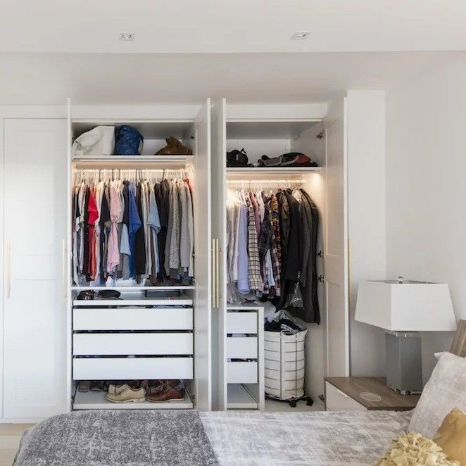 YALIG Transparenz Tür und Weiß Sunmica Designs für Holz Schrank in Schlafzimmer Sets