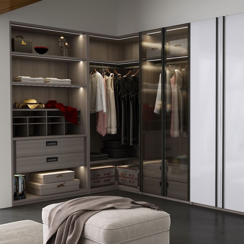 YALIG Transparenz Tür und Weiß Sunmica Designs für Holz Schrank in Schlafzimmer Sets