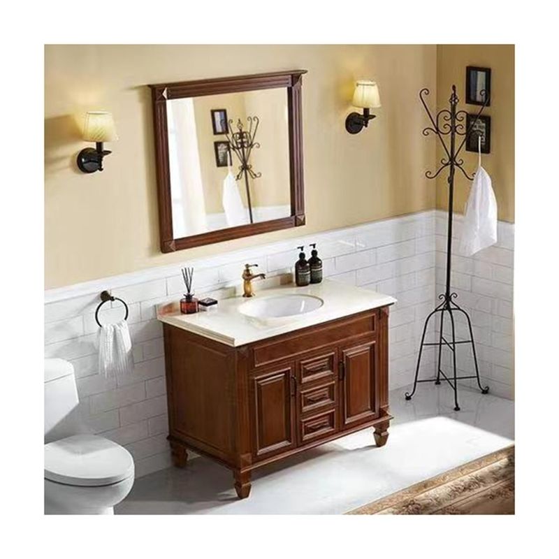 Massivholz Schrank Vanity für kleine Toiletten enthält Spiegel und Arbeitsplatte von YALIG