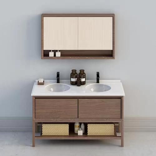 Massivholz Schrank Vanity für kleine Toiletten enthält Spiegel und Arbeitsplatte von YALIG