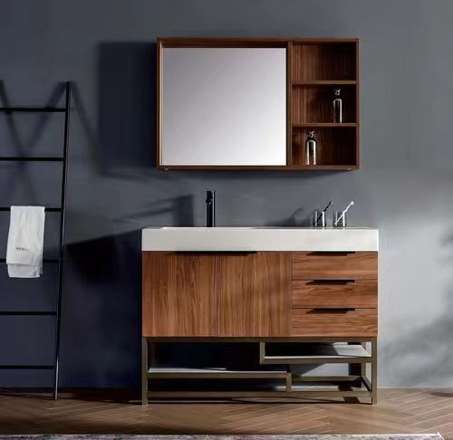 Massivholz Schrank Vanity für kleine Toiletten enthält Spiegel und Arbeitsplatte von YALIG