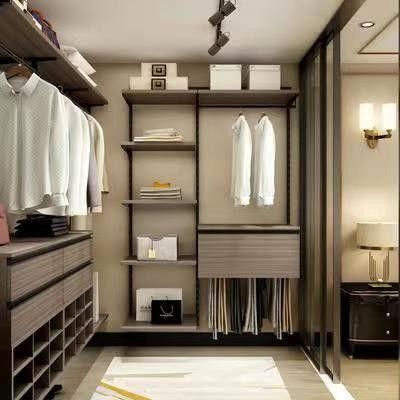 Großer Holzweg im eingebauten Schrank für moderne Wohnung 2D / 3D und High-End-Design