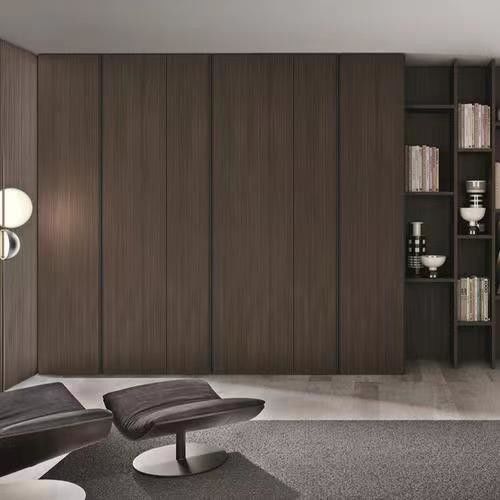 Moderne Holzfarbe Melamin Schwingetür Schlafzimmer Schrank für Villa