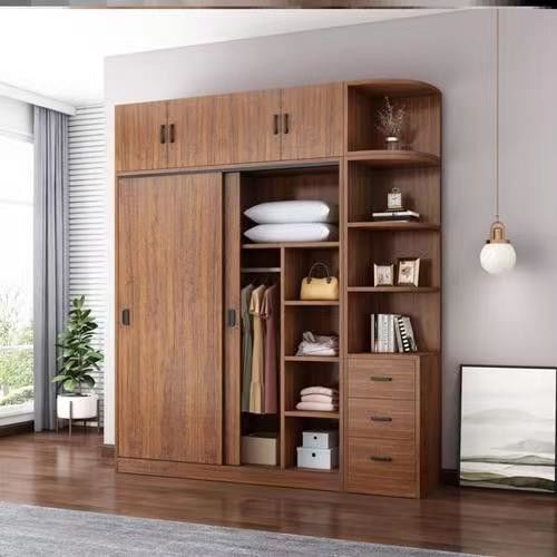 Moderne Holzfarbe Melamin Schwingetür Schlafzimmer Schrank für Villa