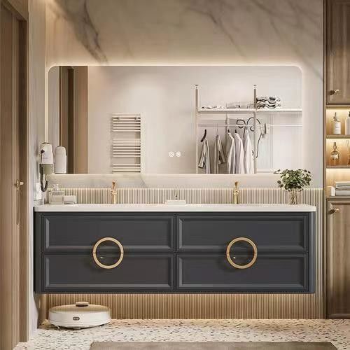 YALIG Schrankschüttler Fluted Panel Quarz Schalter Badezimmer Vanity für 38-46 in Breite