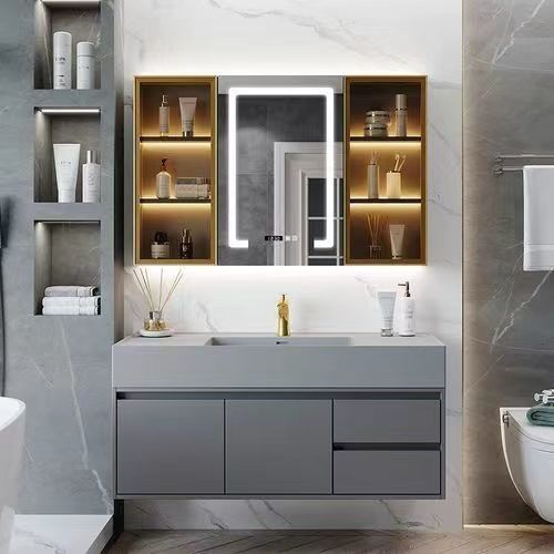 Melamine Vanity Handgrifffreies Design für moderne Wohnung in reiner Farbe