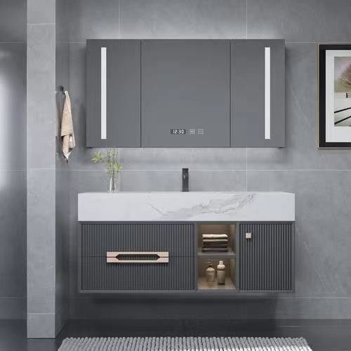 Minimalisches modernes Rechteck YALIG Badezimmer mit reiner Farbe und Spiegel