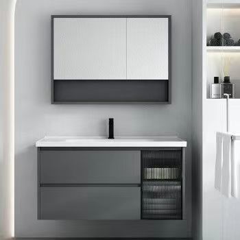 Minimalisches modernes Rechteck YALIG Badezimmer mit reiner Farbe und Spiegel