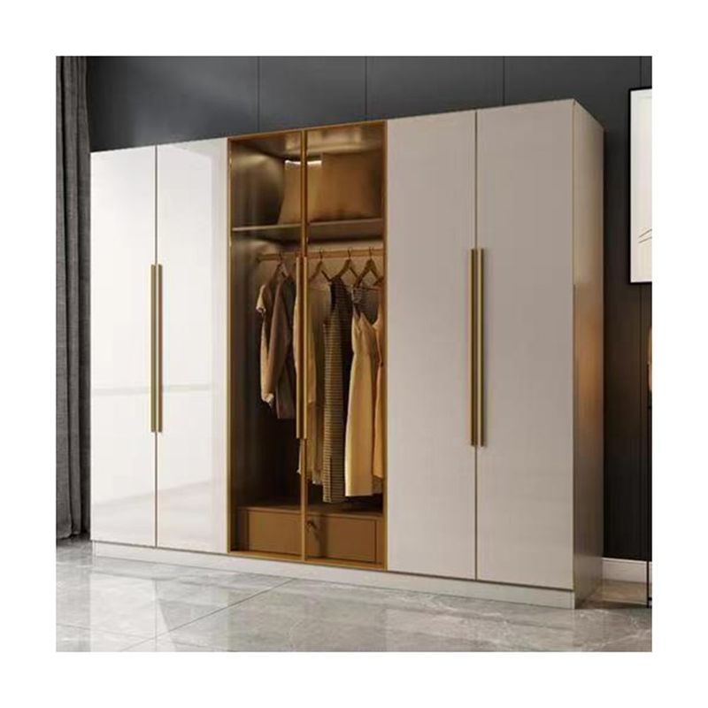 YALIG Holzkleiderschrank mit mattem Lack, lackiertem Finish und Glastür Schlafzimmermöbel