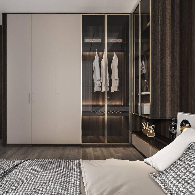 Moderne Holzkleiderschrank für Schlafzimmer Möbel Design Stil 2D / 3D