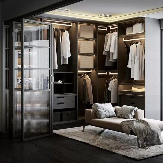 Moderner Holzschrank für modernes Schlafzimmer YALIG Open Corner Walk-in Essential
