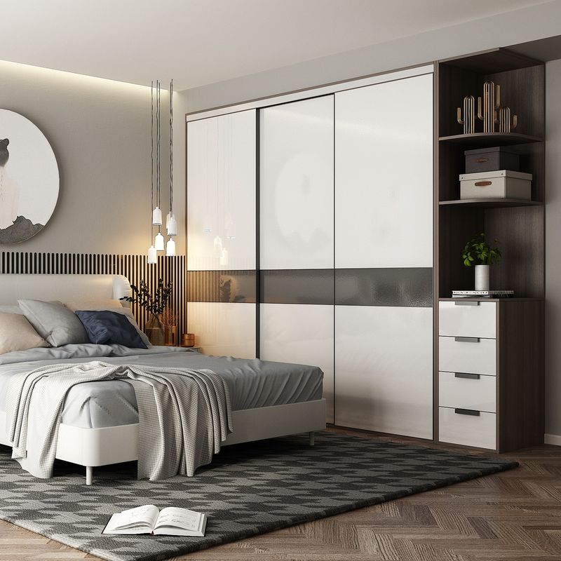 YALIG Farbiger Lack Schrank Holzplatten Einbauschrank für Heimmöbel