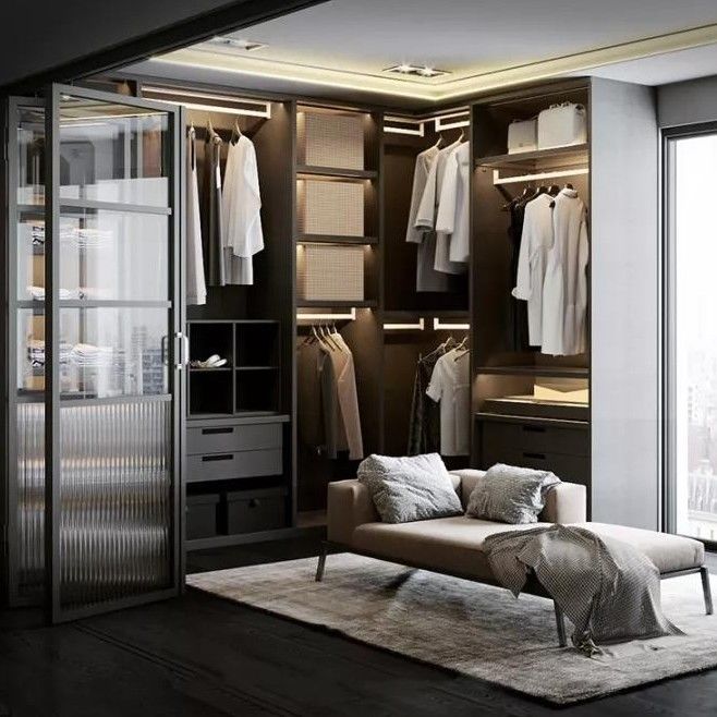 PANEL Holz-Stil YALIG Große Ecke offene Garderobe Schrank für zeitgenössische Design-Stil