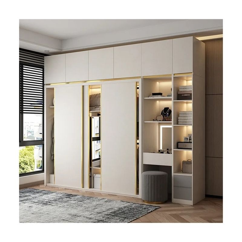 Moderne Schlafzimmermöbel Holzkleiderschrank mit gleitendem Spiegel und keinem gefalteten Stil